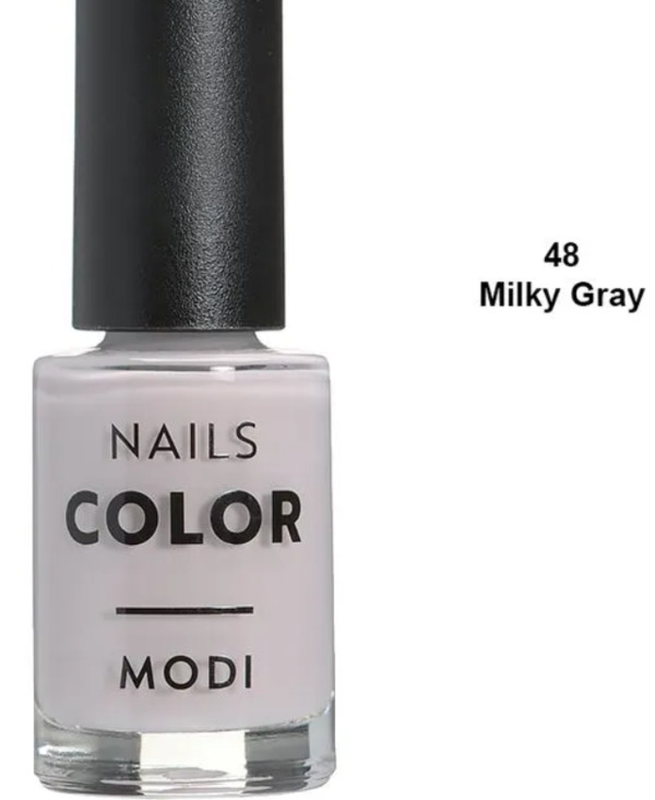 Nail polish swatch / manicure of shade Modi Milky Gray