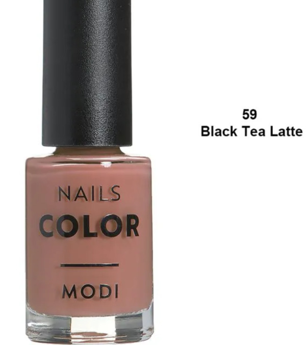 Nail polish swatch / manicure of shade Modi Black Tea Latte