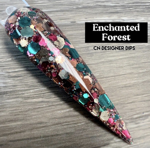 Nail polish swatch / manicure of shade CN Designer Dips Enchanted Forest
