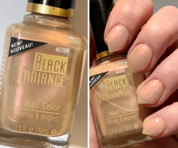 Nail polish swatch / manicure of shade Black Radiance Champagne