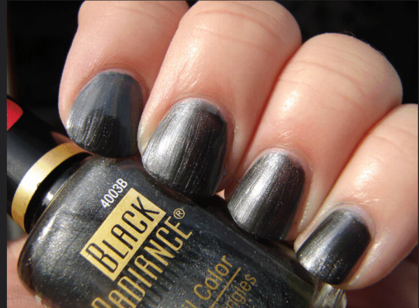 Nail polish swatch / manicure of shade Black Radiance Smoke Signals