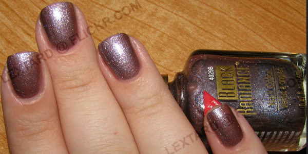 Nail polish swatch / manicure of shade Black Radiance Mystical Metallic