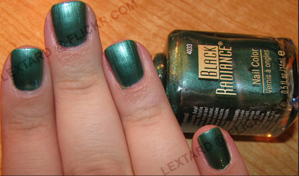 Nail polish swatch / manicure of shade Black Radiance Baad Mint