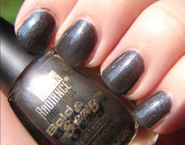 Nail polish swatch / manicure of shade Black Radiance Naughty