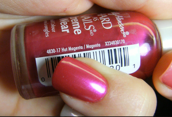 Nail polish swatch / manicure of shade Sally Hansen Hot Magenta