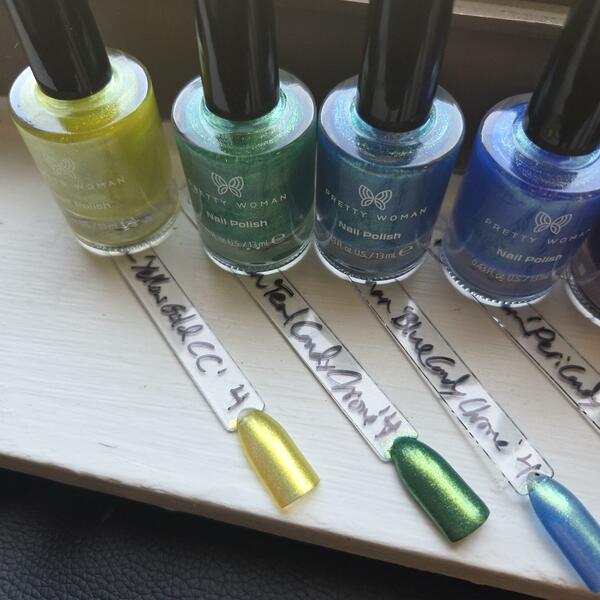 Nail polish swatch / manicure of shade Pretty Woman Blue Candy Chrome
