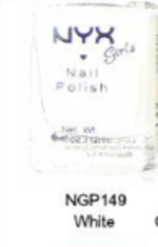 Nail polish swatch / manicure of shade NYX Girls White