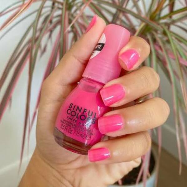 Nail polish swatch / manicure of shade Sinful Colors Hot Pink Tights