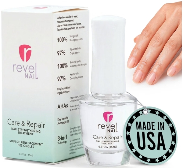 Nail polish swatch / manicure of shade Revel Care and Repair Strengthener