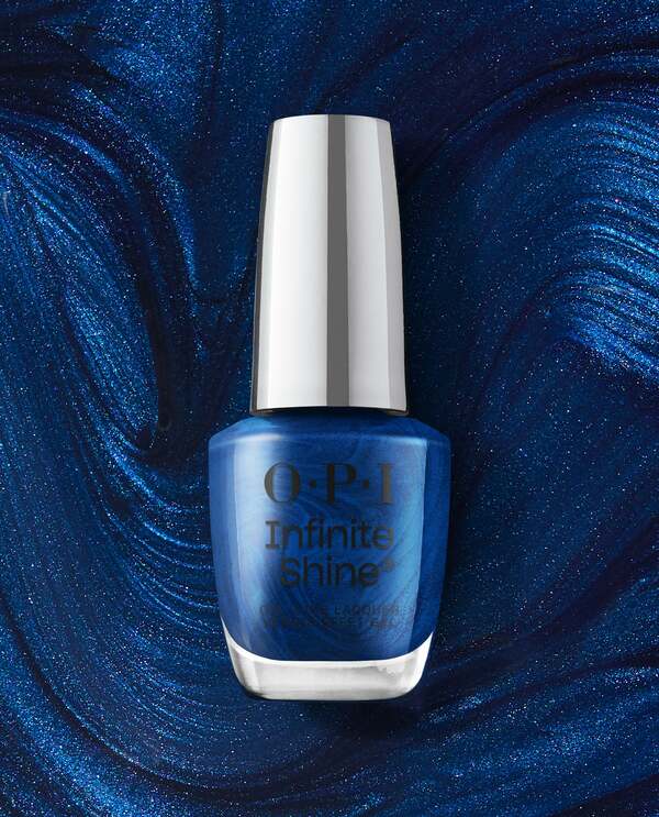 Nail polish swatch / manicure of shade OPI Infinite Shine Sneak-A-Blue Candy