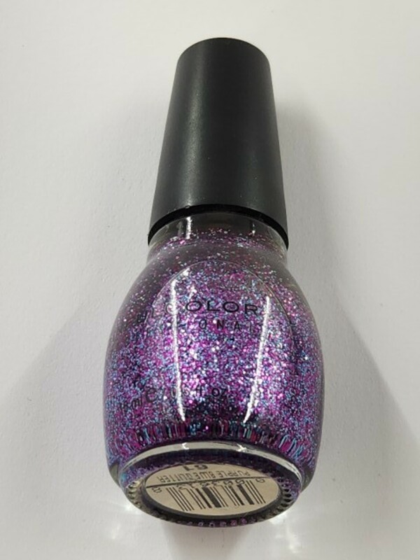 Nail polish swatch / manicure of shade Sinful Colors Purple Blue Glitter