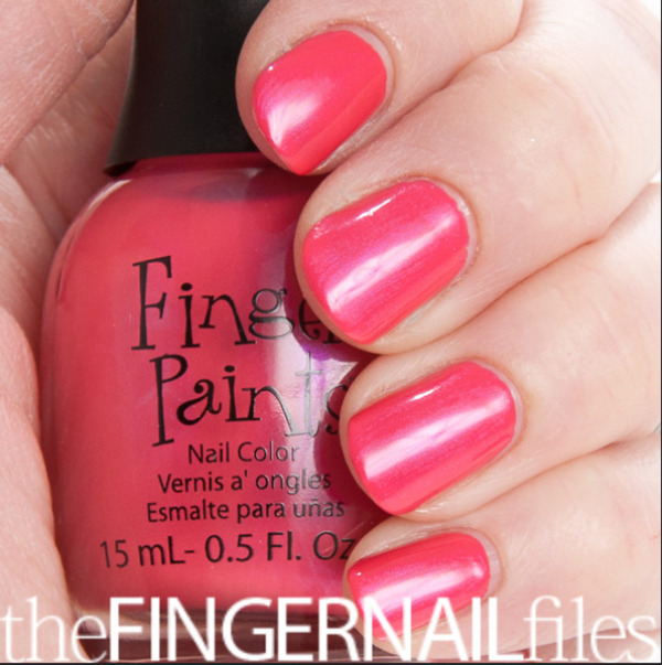 Nail polish swatch / manicure of shade FingerPaints Coral Complement