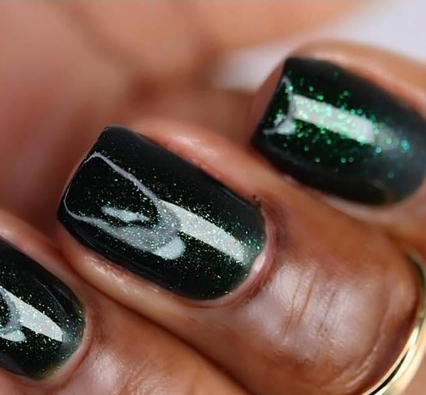 Nail polish swatch / manicure of shade Lemming Lacquer Darkness Falls
