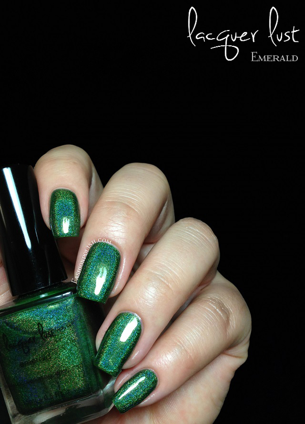 Nail polish swatch / manicure of shade Lacquer Lust Emerald