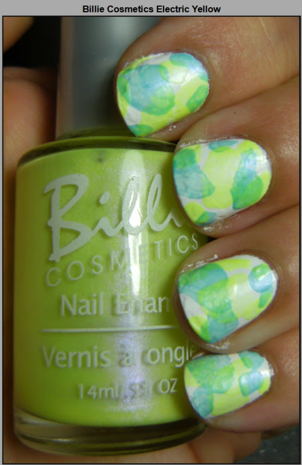 Nail polish swatch / manicure of shade Billie Cosmetics Electric Yellow