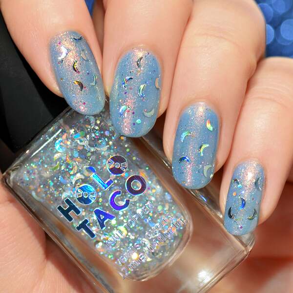 Nail polish swatch / manicure of shade Holo Taco Crescent Moon Taco