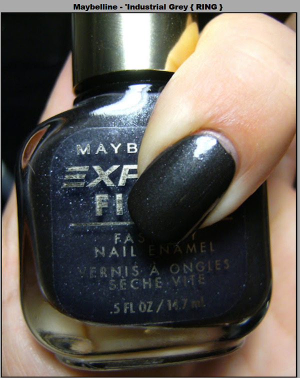 Nail polish swatch / manicure of shade Maybelline Industrial Gray