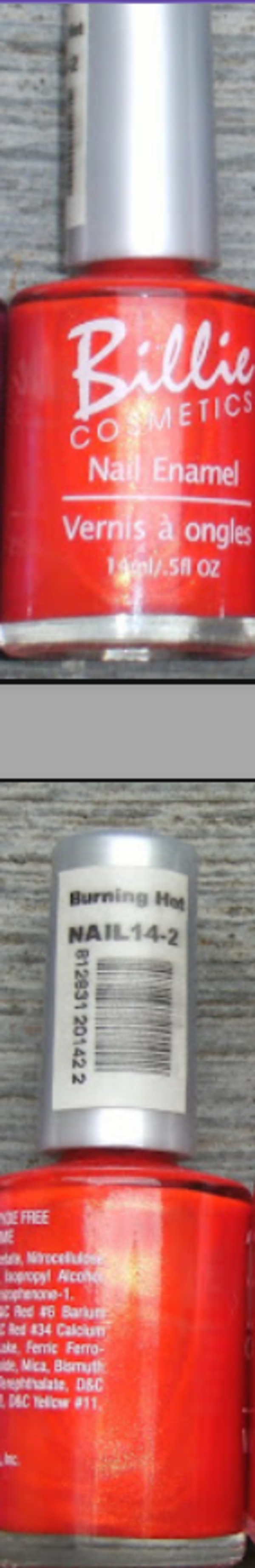 Nail polish swatch / manicure of shade Billie Cosmetics Burning Hot