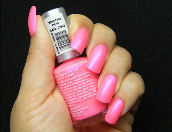 Nail polish swatch / manicure of shade Billie Cosmetics Electric Pink