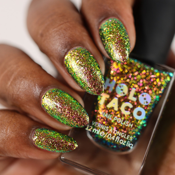 Nail polish swatch / manicure of shade Holo Taco This Is Fine