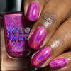 Nail polish swatch of shade Holo Taco Hot Wire Pink